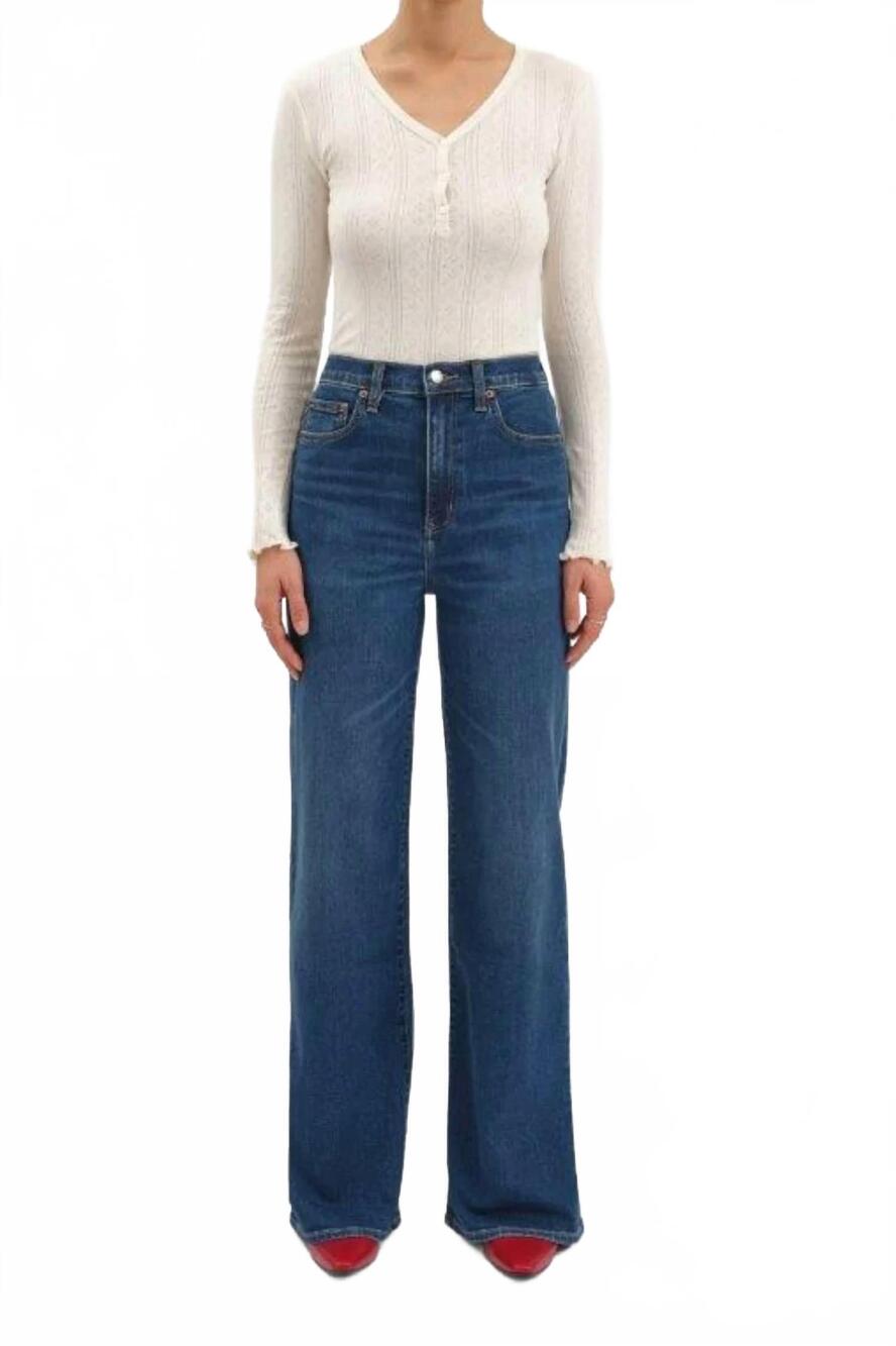 NEW DAZE far out high rise wide leg jean in waterfall
